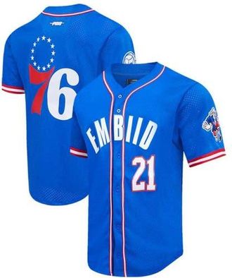 Pro Standard Mens Pro Standard Joel Embiid Royal Philadelphia 76ers Capsule Player Baseball Button-Up Shirt at Nordstrom, Size Small