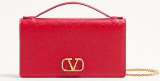 Valentino Garavani VLogo Signature Grainy Calfskin Wallet With Chain Wo