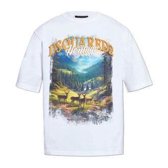 Dsquared2 T-Shirts, male, White, Size: 2XL T-shirt with print