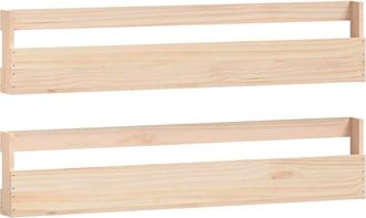 vidaXL Estantes Para Zapatos De Pared 2 Uds Madera De Pino 110x9x23 Cm Vidaxl