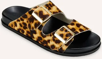 Yosi Samra Womens Maya Slide Sandals In Leopard Calf Hair