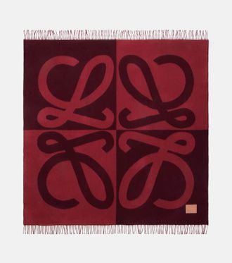 Loewe Anagram fringed wool and cashmere throw