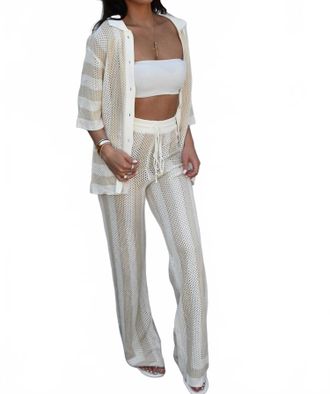 Seven Wonders Womens Ziggy Crochet Pant In White/sand