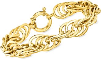Ross-Simons 18kt Gold Over Sterling Multi-Oval Link Bracelet