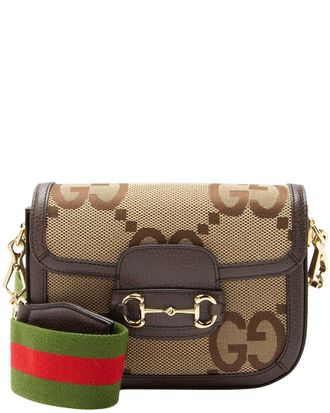 Gucci Brown Jumbo Gg Canvas Horsebit 1955 Mini Crossbody (Authentic Pre-Loved)