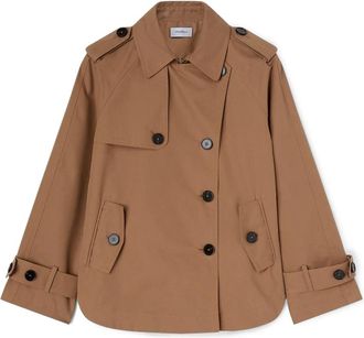 Motivi Klassieke korte trenchcoat van katoenmix met dubbele knopenrij - Dames - Trenchcoats - Bruin - M - Katoen - Jassen