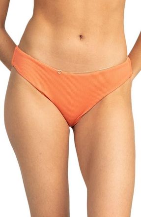 Roxy Rib Love The Comber Bikini Bottoms in Apricot Brandy at Nordstrom, Size X-Small