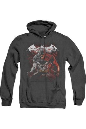 Gildan Batman Raging Bat Adult Heather Hoodie / Hooded Sweatshirt