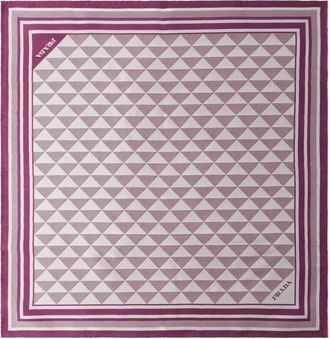 Prada Foulard in seta con motivo Symbole - Viola