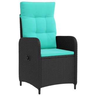 vidaXL Silla De Jard&iacute;n Reclinable Negro Y Turquesa Vidaxl