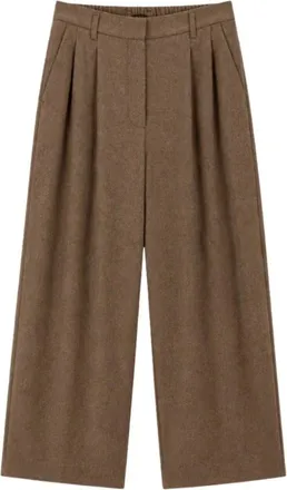 Zenggi Pantaloni Larghi in Flanella Morbida Jade - - Trousers - Donna - Grigio - S