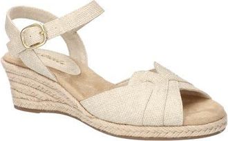 Easy Street Miramar Ankle Strap Wedge Sandal in Natural at Nordstrom, Size 7.5