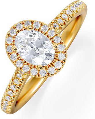 The Diamond Store Lumia Oval Cut Lab Diamond Halo Ring 0.70ct F/VS in 9K Gold