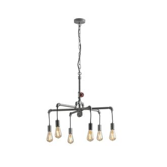 Netlighting Amarcord Pipe Effect Mutli Arm Ceiling Pendant Zinc E27 in Grey