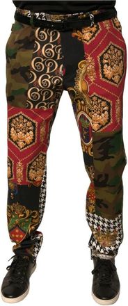 Dolce & Gabbana Multicolor Patchwork Broek met Logo - Heren - Slim Fit Broeken - Veelkleurig - 2XL - Katoen - Broeken
