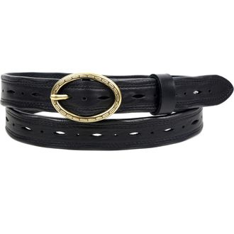 OLD TREND Vintage Genuine Leather Perforated Classic Detail Belt in Black at Nordstrom, Size Medium