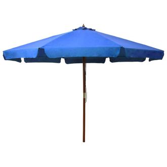 vidaXL Sombrilla De Jard&iacute;n Con Palo De Madera Azul Celeste 330 Cm Vidaxl
