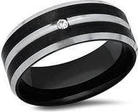 HMY Jewelry Mens Two-Tone Stainless Steel Band Ring in Silver/Black at Nordstrom Rack, Size 10