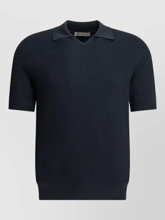 Brunello Cucinelli linen cotton knit polo short sleeves