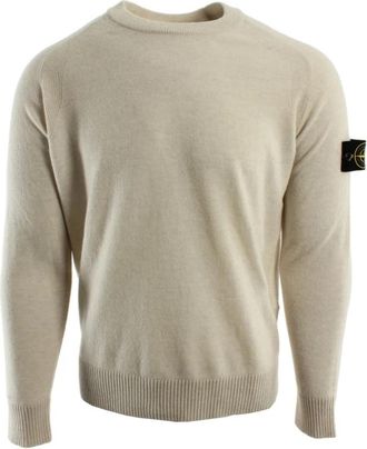 Stone Island Rondgebreide Kleding - Heren - Ronde hals truien - Beige - S - Wol - Truien & Vesten