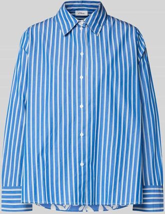 s.Oliver Red Label Relaxed Fit Langarmbluse aus reiner Baumwolle in Royal, Gr&ouml;&szlig;e 34