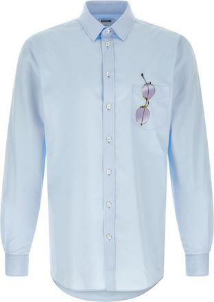 Moschino Light Blue Trompe-lil Print Shirt