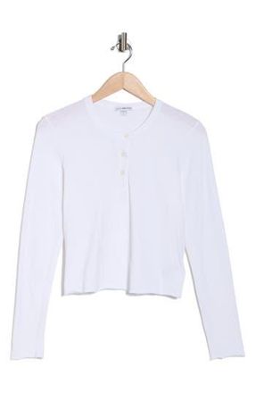 James Perse Shrunken Cotton Henley Top in White at Nordstrom Rack, Size 3 (Fits Like 8-10 Us)