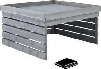 TecTake Garaje para robot cortac&eacute;sped listones de pino 84 x 78 x 46 cm gris