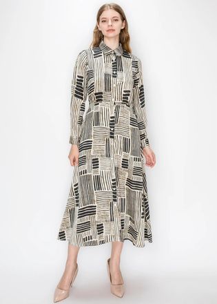 YAL New York Button Front Striped Midi Dress