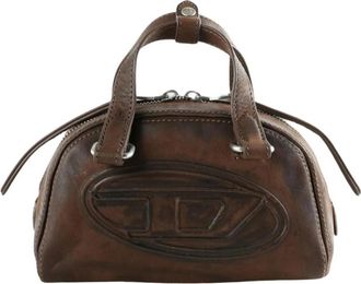 Diesel Oval D Leren Schoudertas - Dames - Mini tas - Bruin - ONE Size - Leer - Tassen