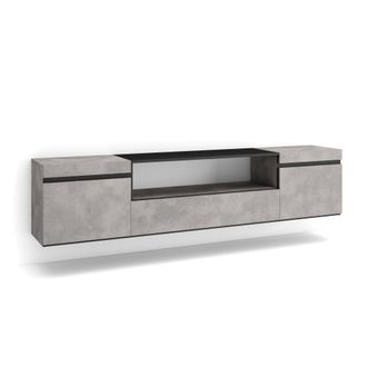 Skraut Home Skraut Home - Mueble Tv, Televisi&oacute;n, Muebles De Sal&oacute;n, Almacenaje, 200x45x35cm, Para Tv Hasta 80, Colgado, Suspendido, Estilo Moderno, Gris Cemento