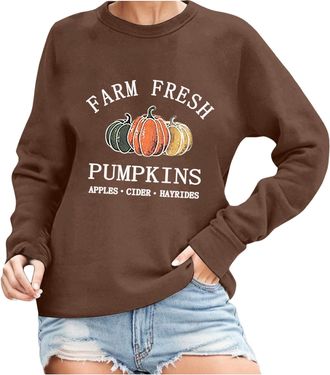 Generic Hoodies Jumpers for Women UK Farm Fresh Pumpkin Sweatshirt Women Fall Sweatshirt Pumpkin Graphic Hoodie Happy Fall Yall Long Sleeve Tops