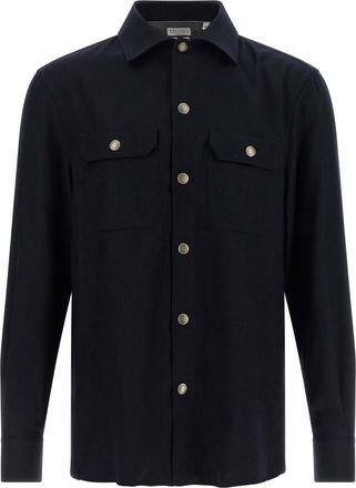 Brunello Cucinelli Navy Blue Regular Overshirt