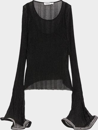 SIMKHAI Maebry Long-Sleeve Rib-Knit Top