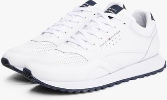Tommy Hilfiger Mens Leather-Mix Runner Sneaker - White - US 11.5 / EU 45