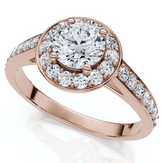 Pompeii3 1Ct Diamond Halo Engagement Ring 14k Gold or Platinum Lab Grown EF/VS