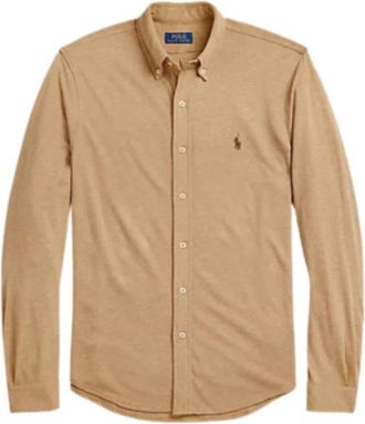 Ralph Lauren Overhemd met knoopsluiting - Heren - Casual Overhemden - Beige - L - Katoen - Overhemden