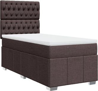 vidaXL Cama Box Spring Con Colch&oacute;n Tela Marr&oacute;n Oscuro 80x200 Cm Vidaxl