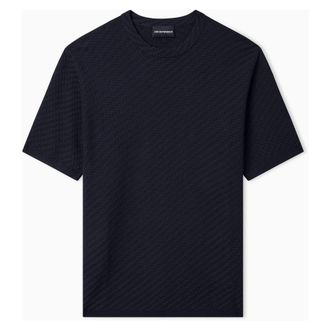 Emporio Armani Textured T-shirt - Heren - Ronde hals truien - Blauw - 2XL - Truien & Vesten