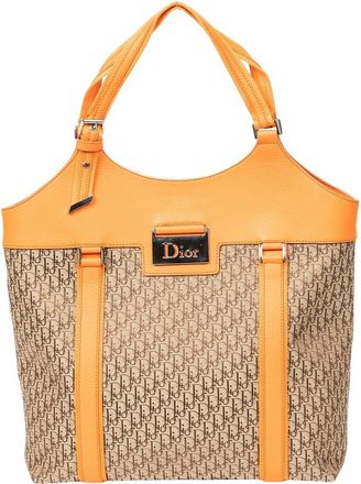 Dior Beige & Orange Diorissimo Canvas Large Street Chic Tote (Authentic Pre- Loved)
