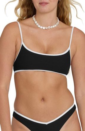 Billabong Tanlines Bound Jaclyn Crop Bikini Top in Black Pebble at Nordstrom, Size X-Large