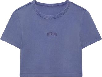 GCDS Cropped Ribbed T-Shirt - Dames - T-shirts - Paars - 2XS - Katoen - Tops