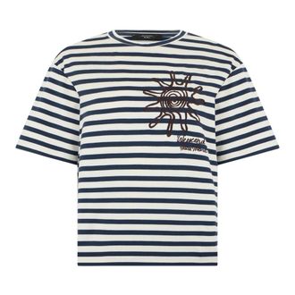 Max Mara T-Shirts, female, Blue, Size: XS Cotton Striped T-Shirt