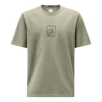 C.P. Company C.P. Company - Camiseta de manga corta con cuello redondo y logo de la serie Metropolis en punto mercerizado - Tops - Hombre - Verde - L