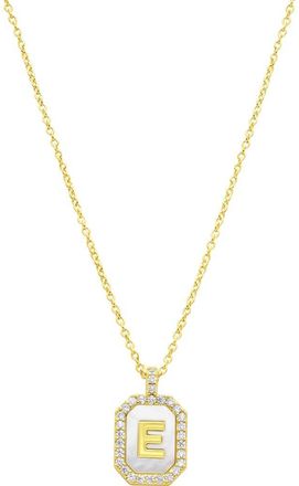 Adornia Crystal Mother of Pearl Initial Pendant Necklace in Gold-E at Nordstrom Rack
