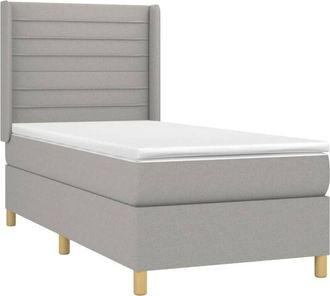 vidaXL Vidaxl - Cama Box Spring Colch&oacute;n Y Luces Led Tela Gris Claro 90x200 Cm