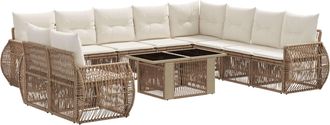 vidaXL Conjunto De Sof&aacute;s De Jard&iacute;n 11 Uds. Beige Y Blanco Crema Vidaxl