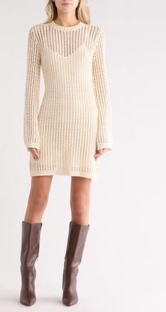 Frame Denim The Crochet Bell Sleeve Cotton Dress in Beige at Nordstrom Rack, Size X-Small