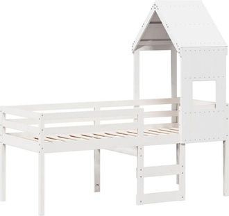 vidaXL Cama Alta Con Techo Madera Maciza Pino Blanca 75x190 Cm Vidaxl