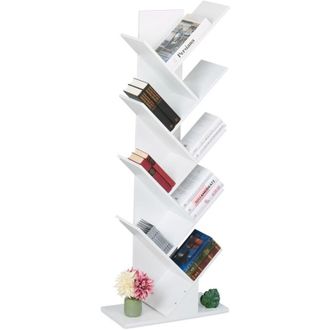 Relaxdays Relaxdays - Tree Bookshelf, 9-Tier Bookcase, hwd: 138 x 51 x 25 cm, Storage for Books & CDs, Free-Standing Shelves, Black